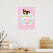 Brunette Ballerina - Roze Ballet Dancer Girl Poster (Keuken)