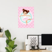 Brunette Ballerina - Roze Ballet Dancer Girl Poster (Thuiskantoor)