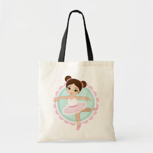 Brunette Ballerina - Roze Ballet Dancer Girl Tote Bag