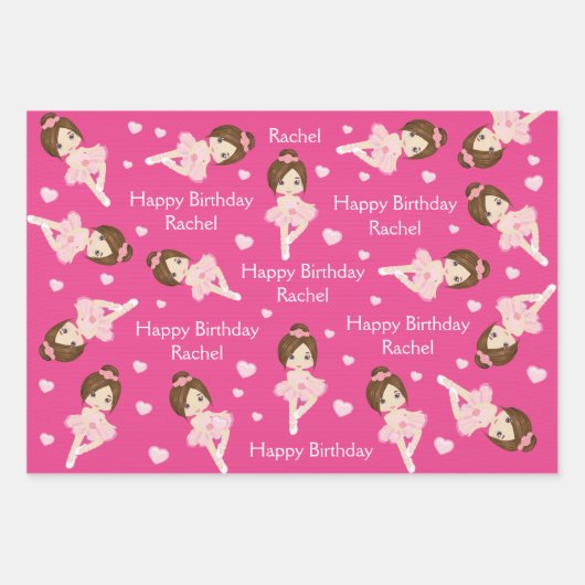 Brunette Ballerina Wrapping Paper Sheets (Voorkant)