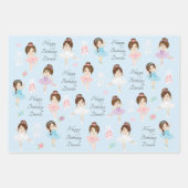 Brunette Ballerina Wrapping Paper Sheets (Voorkant 3)