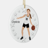 Brunette Basketball Girl in zwart-wit Keramisch Ornament (Rechts)