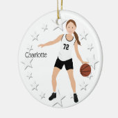 Brunette Basketball Girl in zwart-wit Keramisch Ornament (Links)