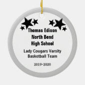 Brunette Basketball Girl in zwart-wit Keramisch Ornament (Achterkant)