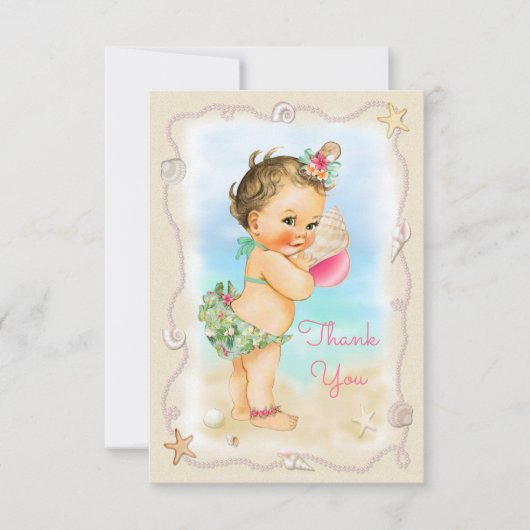 Brunette Beach Baby Conch Shell Dank u Bedankkaart (Voorkant)