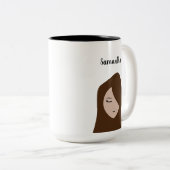 Brunette Beauty: aanpasbare meisjesillustratie Mu Tweekleurige Koffiemok (Voorkant rechts)