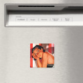 Brunette Beauty Pinup Magneet (Insitu (Vaatwasser))