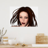 Brunette Beauty poster (Keuken)