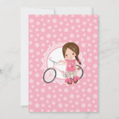 Brunette Bicycle Girl Birthday Uitnodiging (Achterkant)
