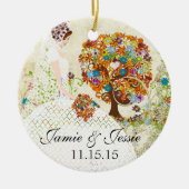 Brunette Birdesmaid Gifts Flower Tree Keramisch Ornament (Voorkant)
