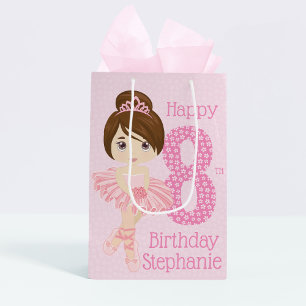 Brunette Birthday Ballerina Medium Gift Bag Medium Cadeauzakje