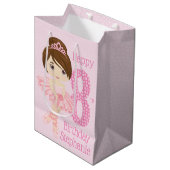 Brunette Birthday Ballerina Medium Gift Bag Medium Cadeauzakje (Voorkant Gekanteld)