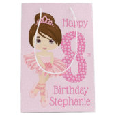 Brunette Birthday Ballerina Medium Gift Bag Medium Cadeauzakje (Voorkant)