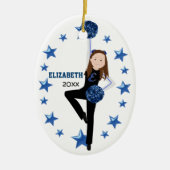 Brunette Black, Blue & White Pom Squad Keramisch Ornament (Voorkant)