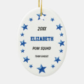 Brunette Black, Blue & White Pom Squad Keramisch Ornament (Achterkant)