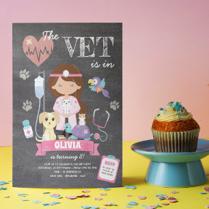 Brunette Blue Eyes Chalkboard Vet Verjaardagsfeest Kaart