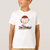 Brunette Boy Baseball 5th Birthday T-shirt (Voorkant)