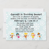 Brunette Boy Birthday Skating Party Invitation Kaart (Achterkant)
