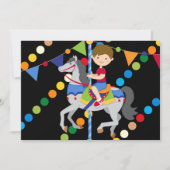 Brunette Boy Carousel Birthday 5x7 Uitnodiging (Voorkant)