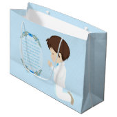 Brunette Boy First Communion Gift Bag Groot Cadeauzakje (Voorkant Gekanteld)