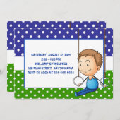 Brunette Boy Gymnastics Birthday Invitations Kaart (Voorkant / Achterkant)