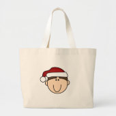 Brunette Boy in Santa Hat Grote Tote Bag (Voorkant)