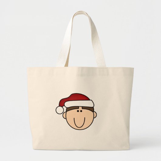 Brunette Boy in Santa Hat Grote Tote Bag (Voorkant)