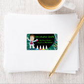 Brunette Boy Mad Scientist Party Adresetiketten Etiket (Insitu)