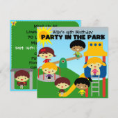 Brunette Boy Party in the Park Invite Kaart (Voorkant / Achterkant)