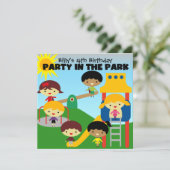 Brunette Boy Party in the Park Invite Kaart (Staand voorkant)