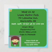 Brunette Boy Party in the Park Invite Kaart (Achterkant)