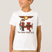Brunette Boy Pilot Birthday Custom T shirt (Voorkant)