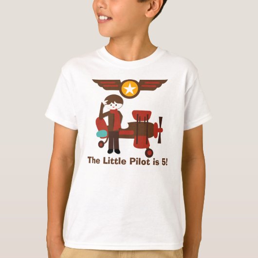 Brunette Boy Pilot Birthday Custom T shirt (Voorkant)