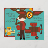 Brunette Boy Pilot Birthday Uitnodigingen (Voorkant / Achterkant)