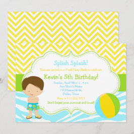 Brunette Boy Pool Party Bash Kaart