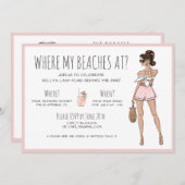 Brunette Bride Bachelorette Beach Party Weekend Kaart (Voorkant / Achterkant)