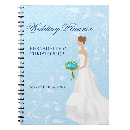 Brunette Bride Blue Wedding Planner Notitieboek (Voorkant)