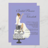 Brunette Bride Bridal Shower Paars Kaart (Voorkant / Achterkant)