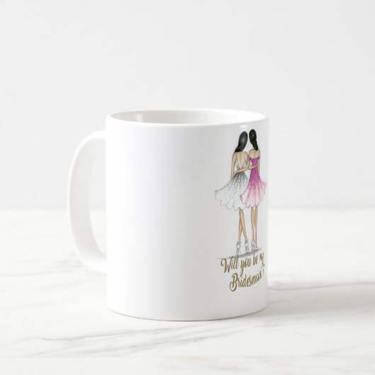 Brunette Bride/Brunette Bridesmaid Mok (Voorkant links)