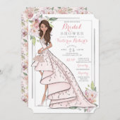 Brunette Bride Floral Vrijgezellenfeest Kaart (Voorkant / Achterkant)