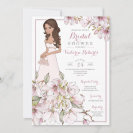 Brunette Bride Floral Vrijgezellenfeest Kaart