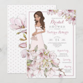 Brunette Bride Floral Vrijgezellenfeest Kaart (Voorkant / Achterkant)