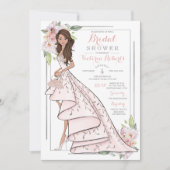 Brunette Bride Floral Vrijgezellenfeest Kaart (Voorkant)