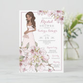 Brunette Bride Floral Vrijgezellenfeest Kaart (Staand voorkant)