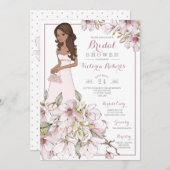 Brunette Bride Floral Vrijgezellenfeest Kaart (Voorkant / Achterkant)