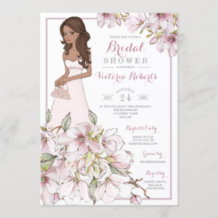 Brunette Bride Floral Vrijgezellenfeest Kaart