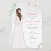 Brunette Bride in Dress Bridal Shower Invitation Kaart (Voorkant / Achterkant)