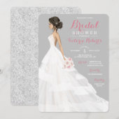 Brunette Bride Lace Gown Vrijgezellenfeest Kaart (Voorkant / Achterkant)