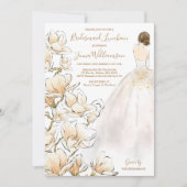 Brunette Bride Magnolia Bridesmaid Luncheon Kaart (Voorkant)