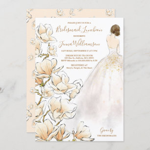 Brunette Bride Magnolia Bridesmaid Luncheon Kaart